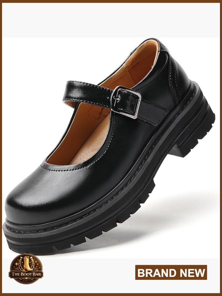 Mary Jane Platform Shoes Chunky Oxford Flats With Adjustable Strap